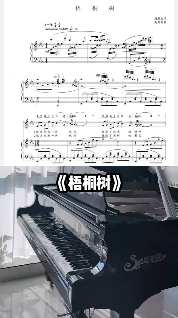 《梧桐树》声乐正谱 智能钢琴自动伴奏!