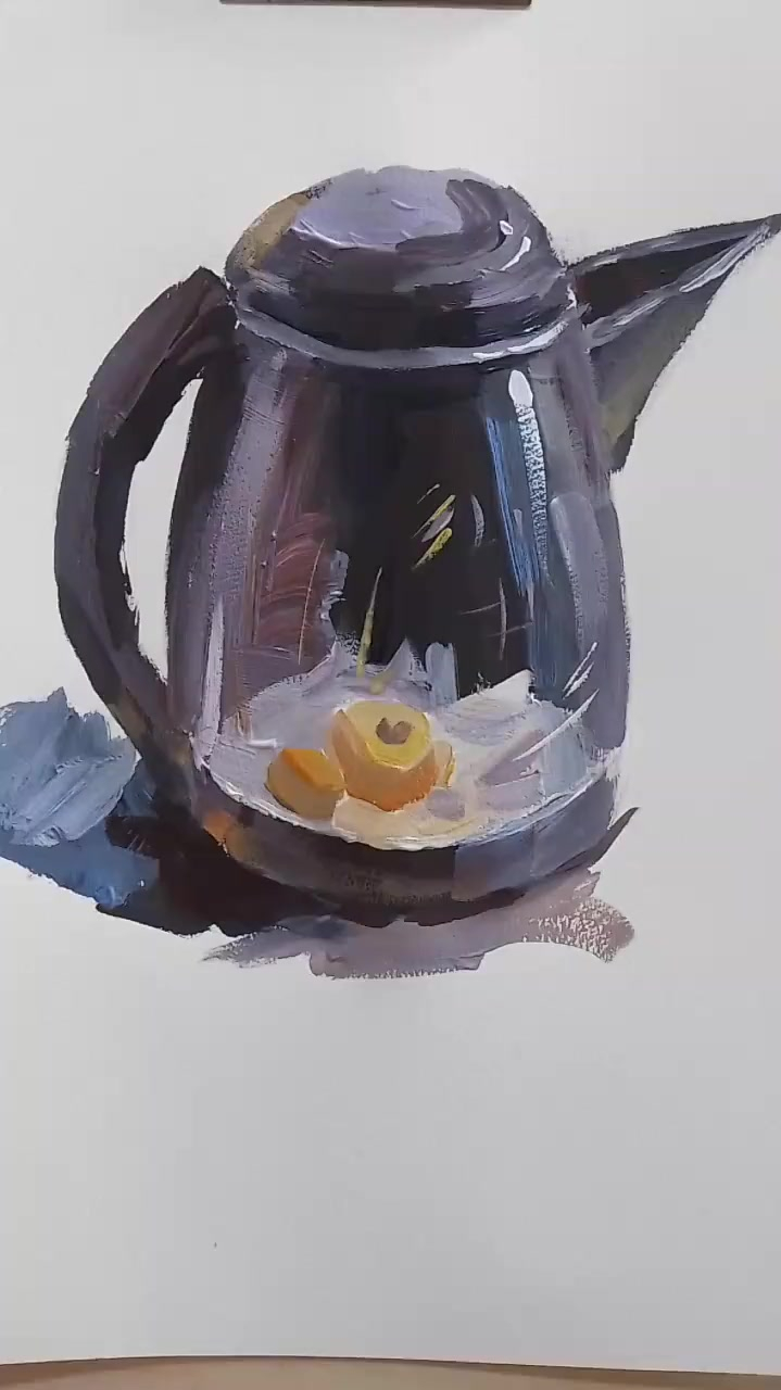 简单易学的水粉静物不锈钢水壶画法-度小视
