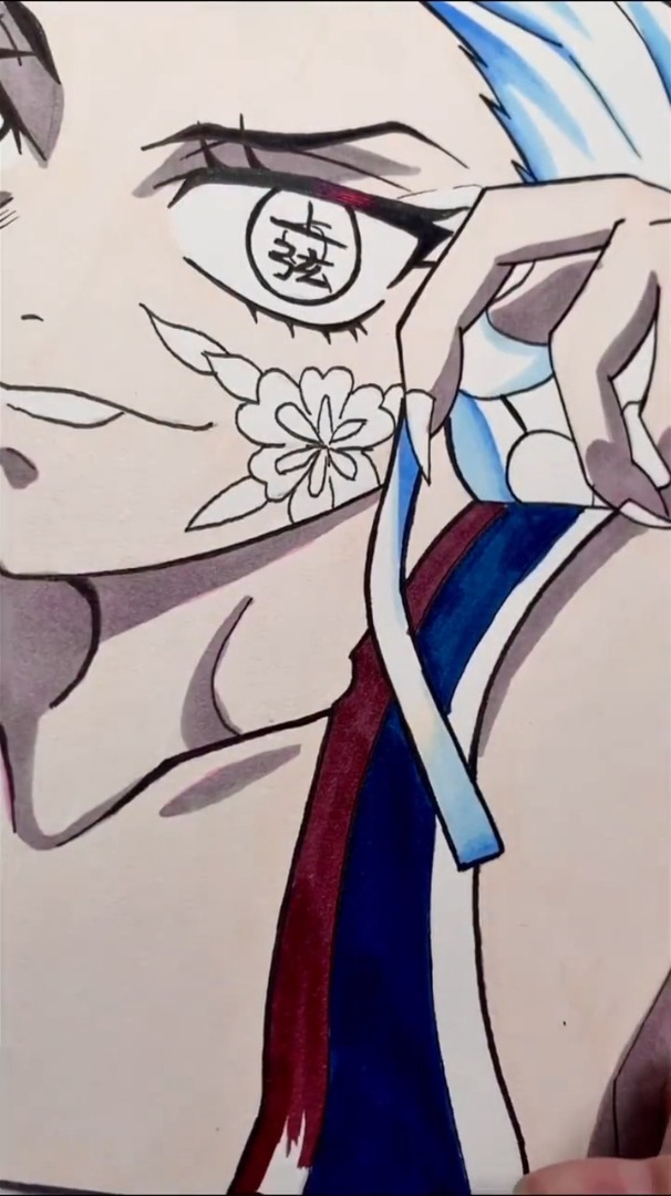 手绘鬼灭之刃上弦之六堕姬