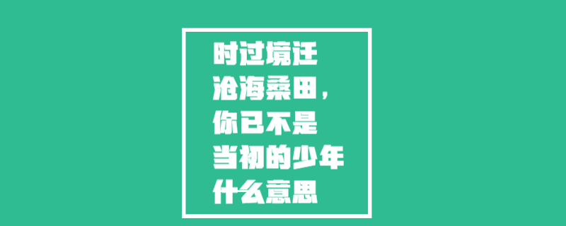 时过境迁沧海桑田,你已不是当初的少年什么意思