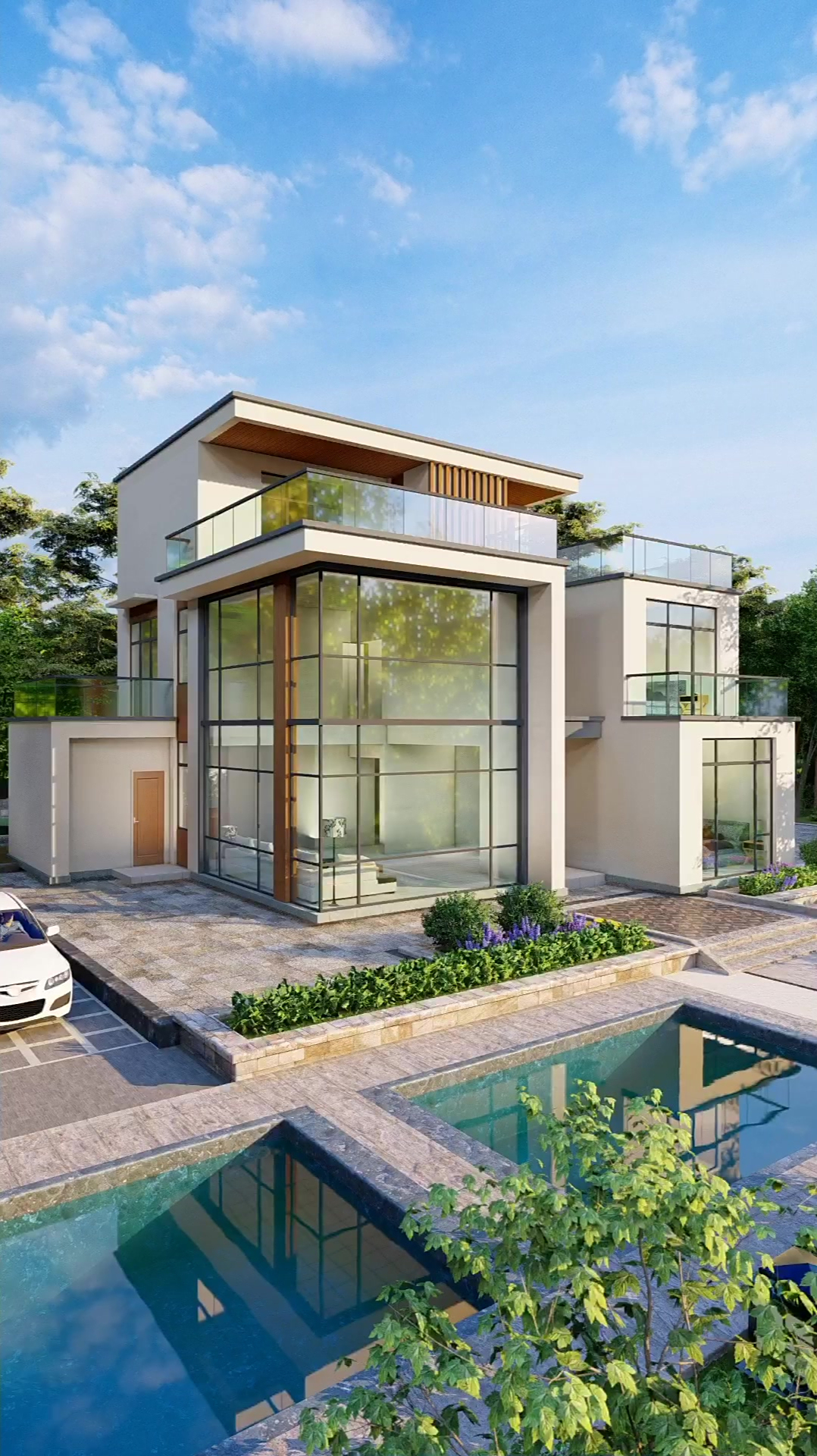 2宽精神13米4三层网红现代风格楼房图别墅设计图纸建房图纸效果图大全