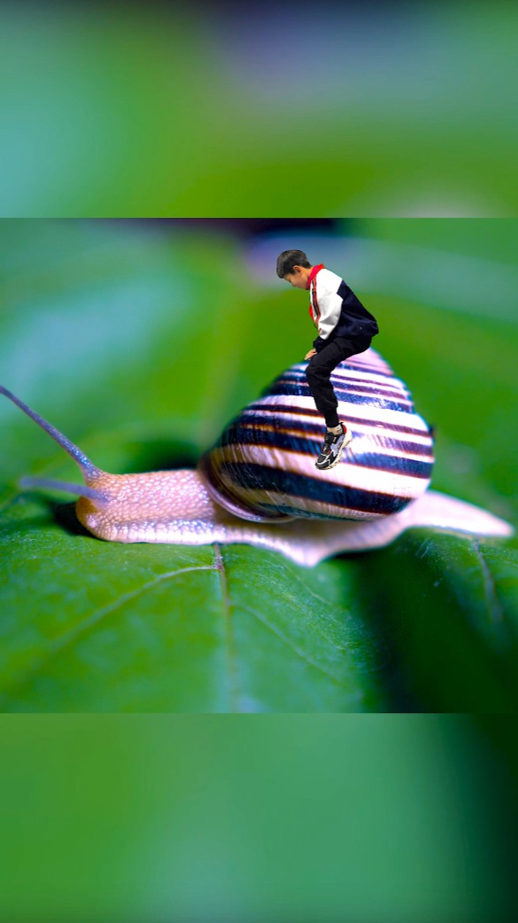 傻孩子,你骑着蜗牛去上学,能不迟到吗