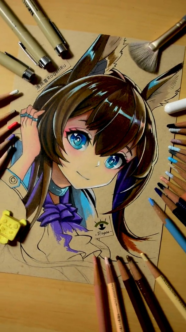 手绘阿米娅漫画头像一个自带机械感的女孩明日方舟人物