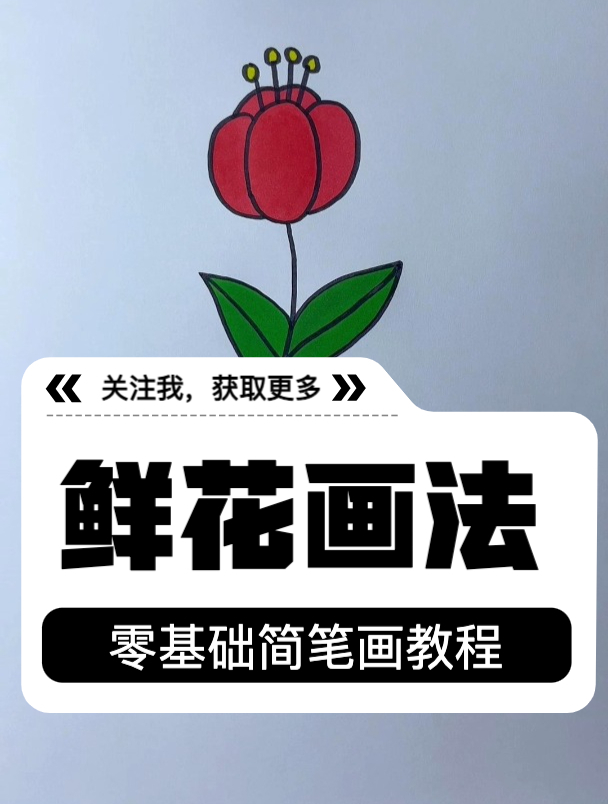 0基础植物简笔画教程:画一朵鲜花,愿寒窗苦读终圆梦