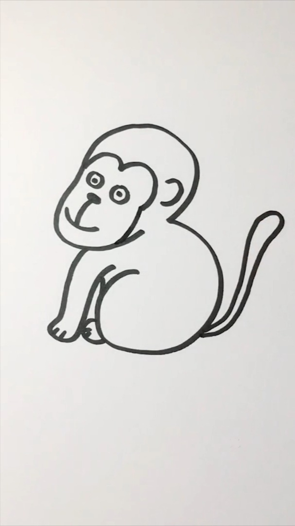 一看就会的简笔画:用数字3画一只小猴子取名猴赛雷