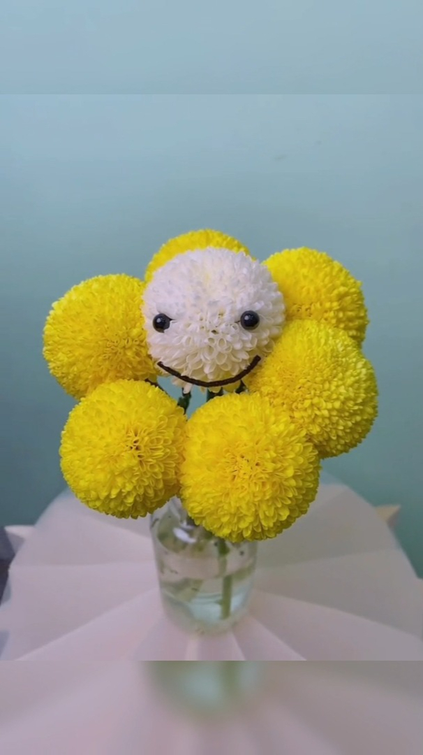 乒乓菊笑脸diy瓶花分享