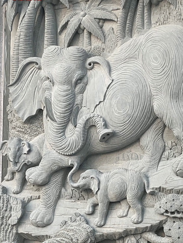 石雕浮雕狮象堵视频 祠堂门面青石浮雕雕刻大象-度小视