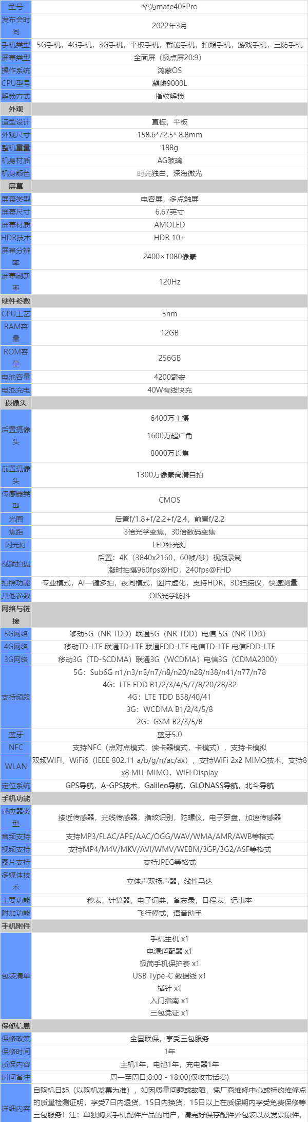 华为mate40的参数配置图片