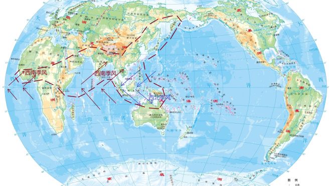 [图]气压带风带季节移动导致信风偏转的季风现象