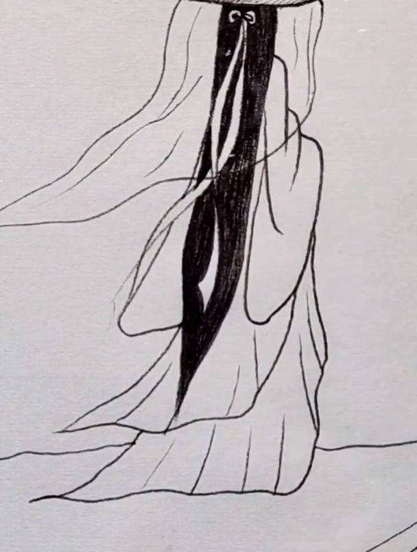 画古风姐姐的背影一看就会那种简笔画