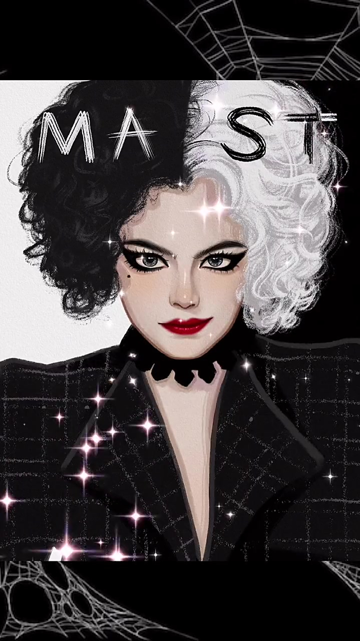 黑白魔女库伊拉,手绘头像