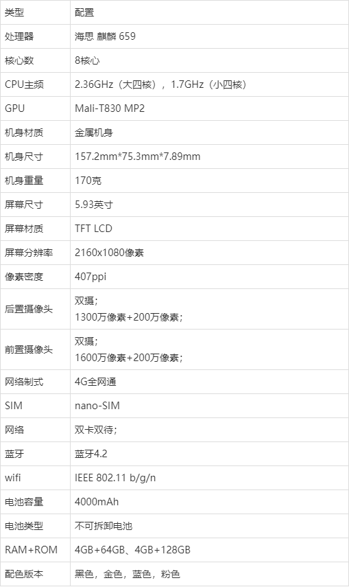 华为fla—al10规格参数图片