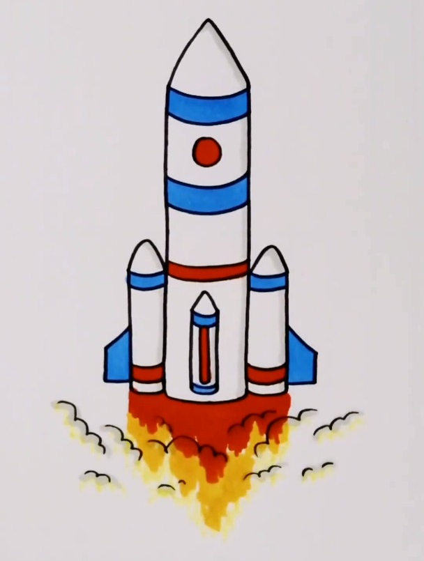 火箭儿童简笔画彩色图片