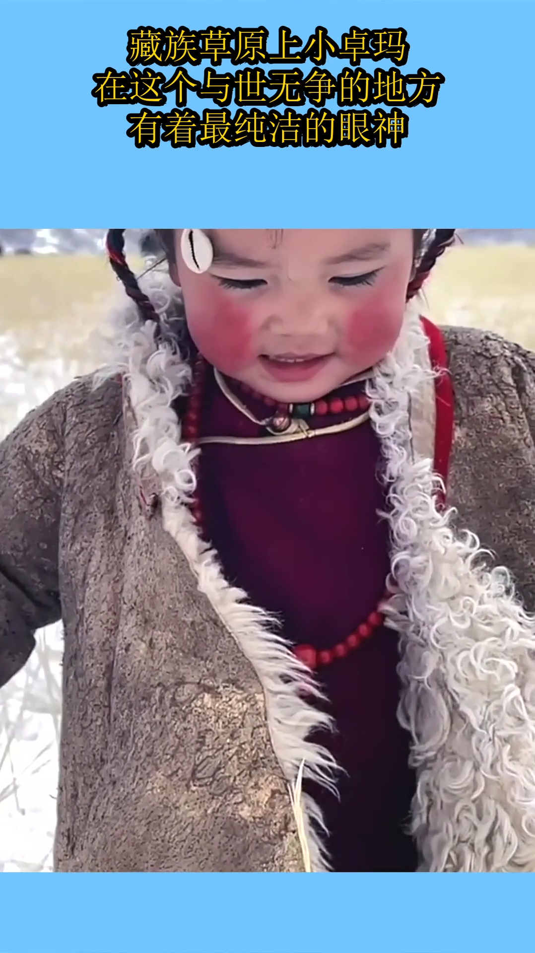 藏族草原上小卓玛在这个与世无争的地方有着最纯洁的眼神