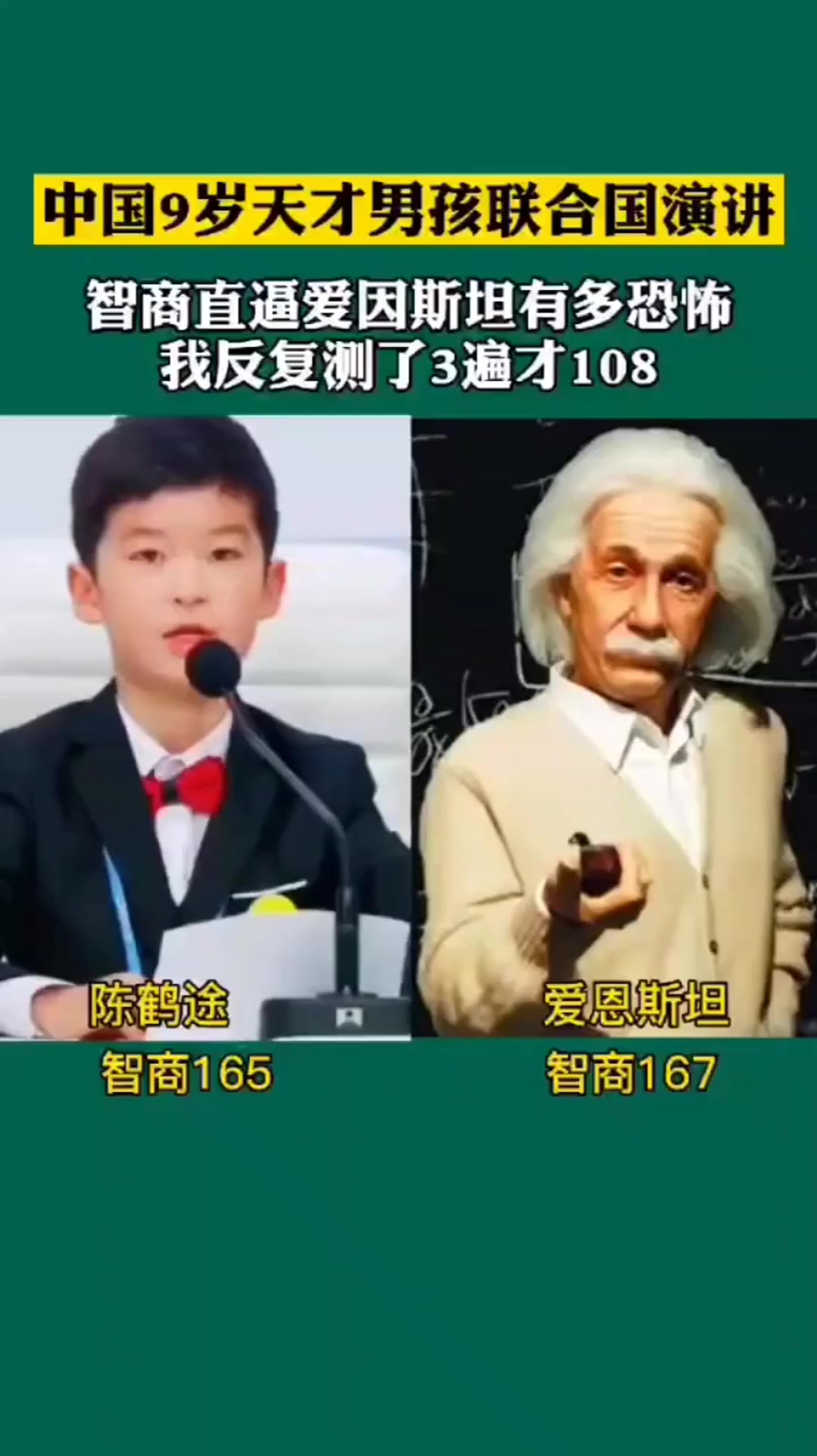 中国9岁天才儿童陈鹤途赴联合国全程英语演讲这智商真牛