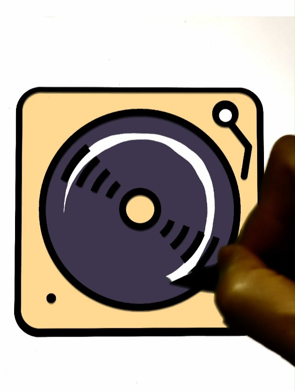 复古黑胶唱片机 创意简笔画填色 强迫症 声控 解压 涂色