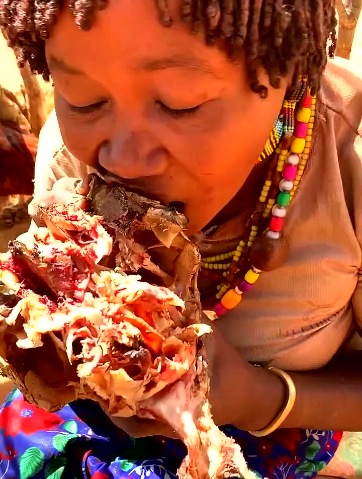 非洲原始部落:看看非洲人是怎么吃肉的!