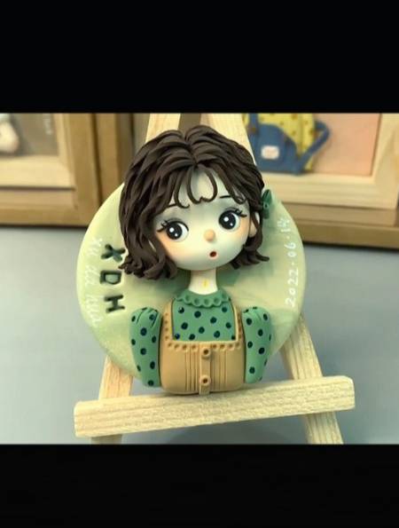 复古短发女孩教程 粘土 粘土教程 冰箱贴