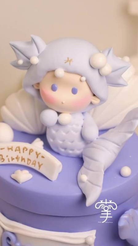 粘土教程十二星座系列之双鱼座蛋糕