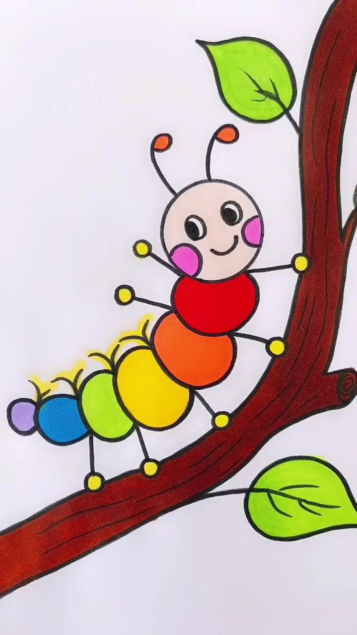 毛毛虫涂色幼儿绘画图片