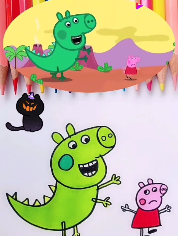 乔治现象自己是一只大恐龙简笔画小猪佩奇 简笔画 儿童简笔画