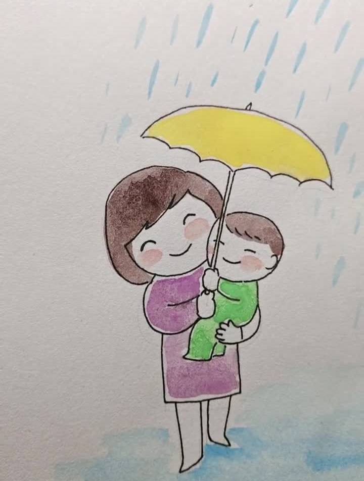 您陪我长大,我陪您变老画画手绘简笔画妈妈母亲节-度小视