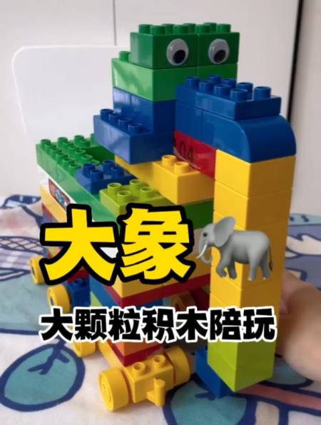 大颗粒积木陪玩:搭建大象.还可以移动哦.课程 by 小河狸创客-度小视