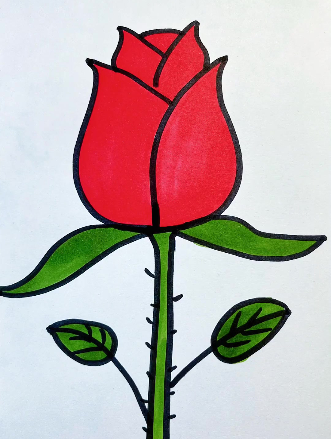 超简单的玫瑰花画法,和我一起组队画起来吧!儿童简笔画