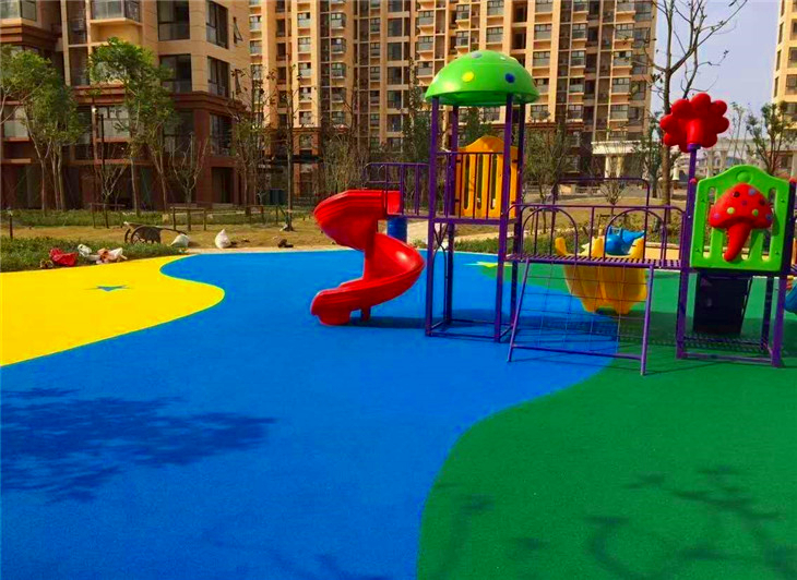 小区,游乐场彩色塑胶地面