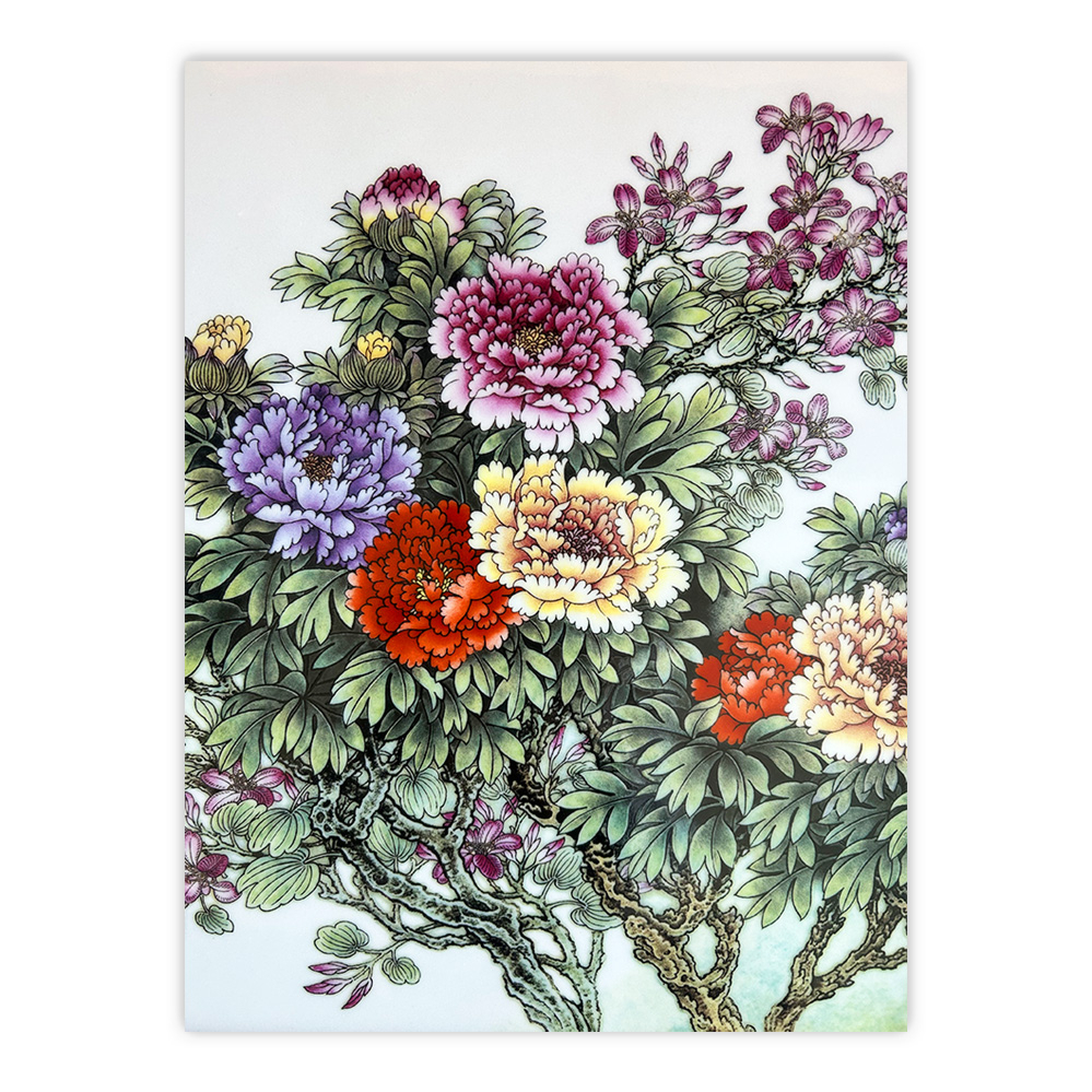 张松茂 富贵牡丹珐琅彩瓷板挂屏