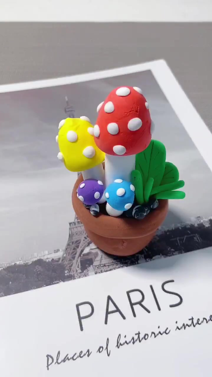 手工教程彩泥黏土制作小盆栽