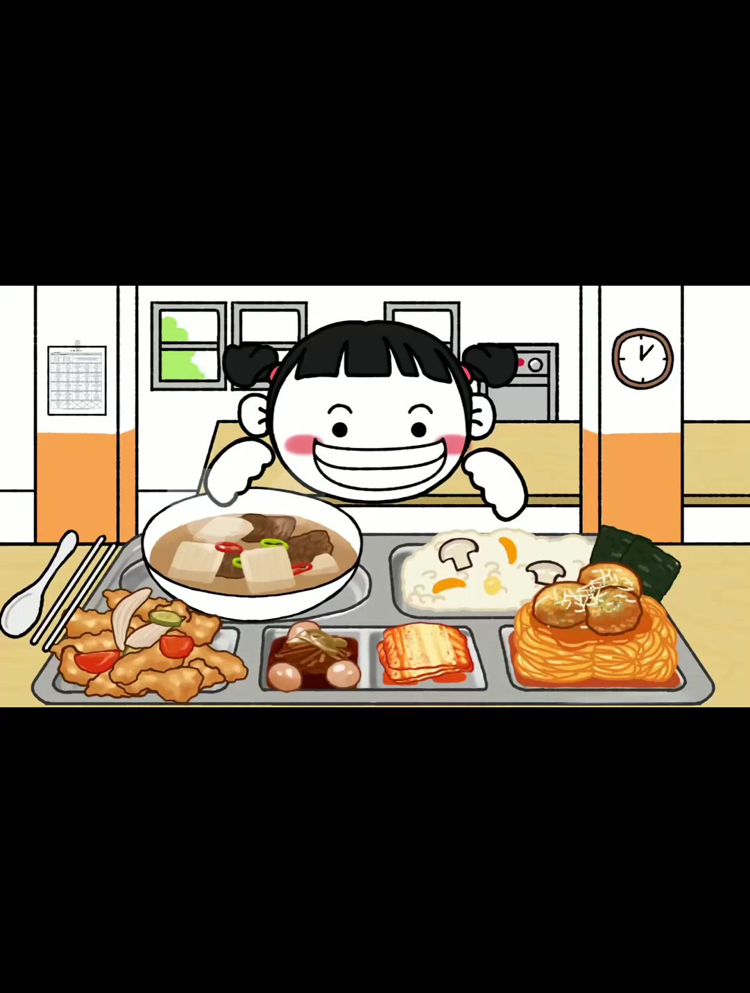 动画吃货干饭学校食堂干饭