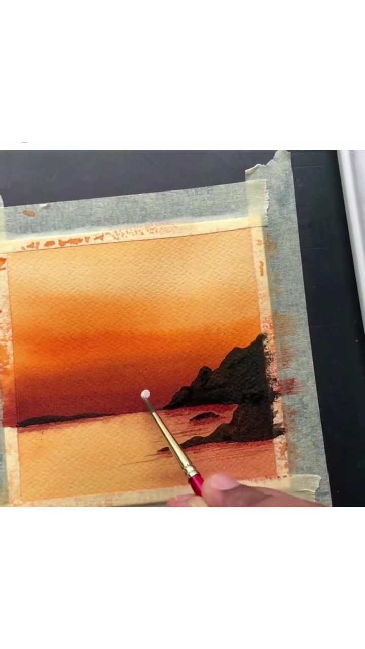 风景水彩画视频教程一看就会系列好美的黄昏水彩风景画