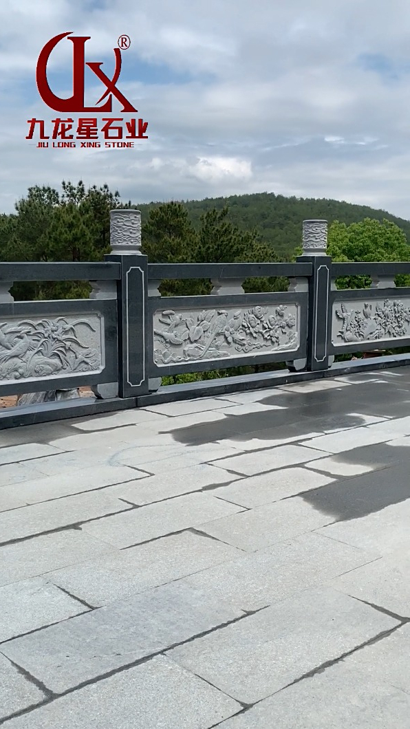 芝麻黑石栏杆护栏厂家安装效果视频