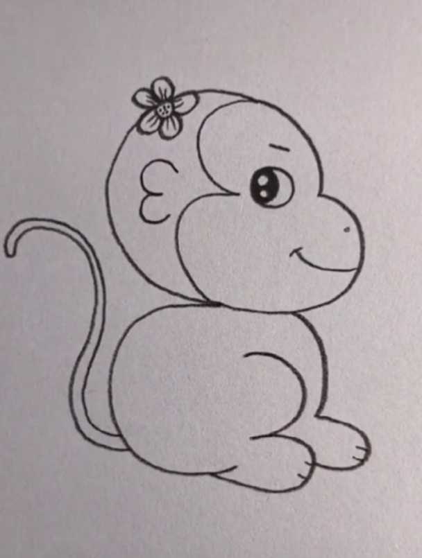 铅笔画:简易小猴子