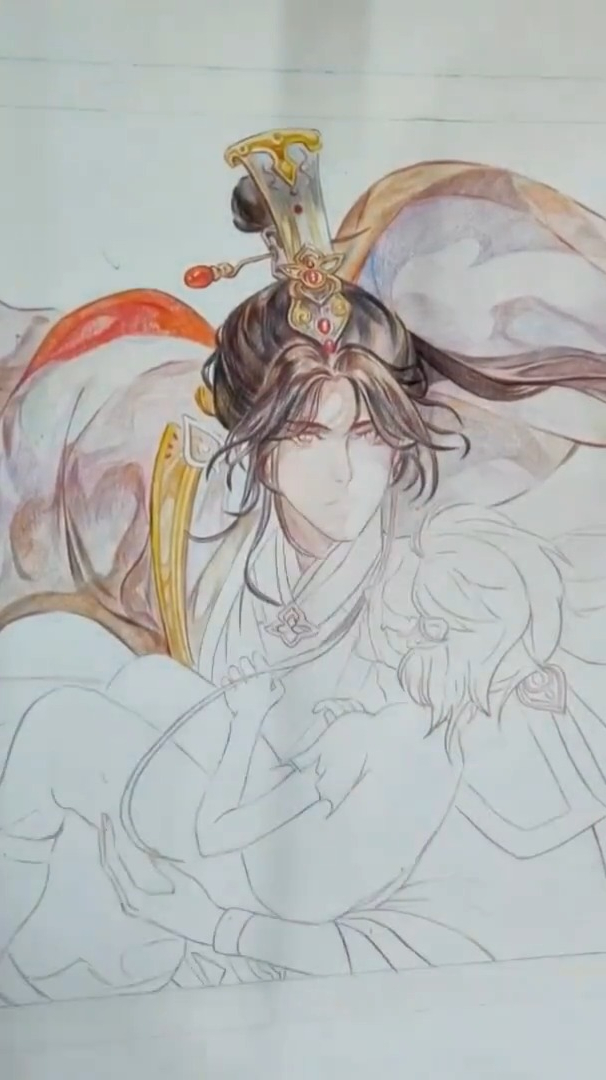 天官赐福,谢怜彩铅上色