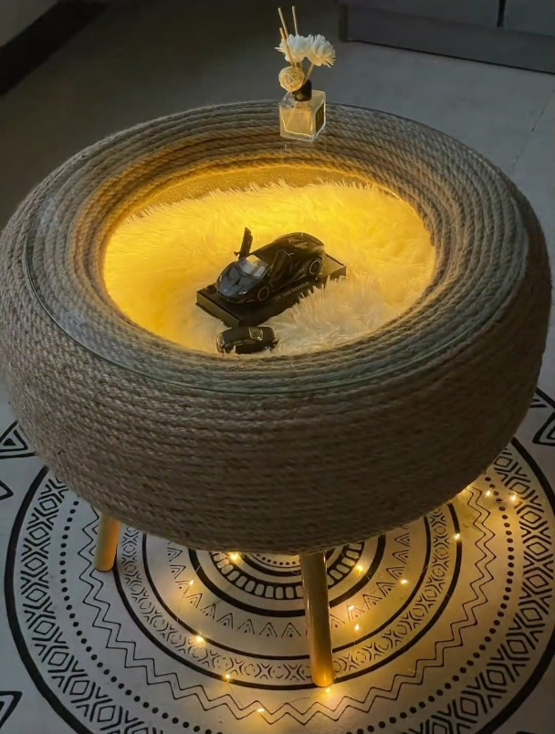 废旧轮胎千万不要扔,改造成茶几绝了