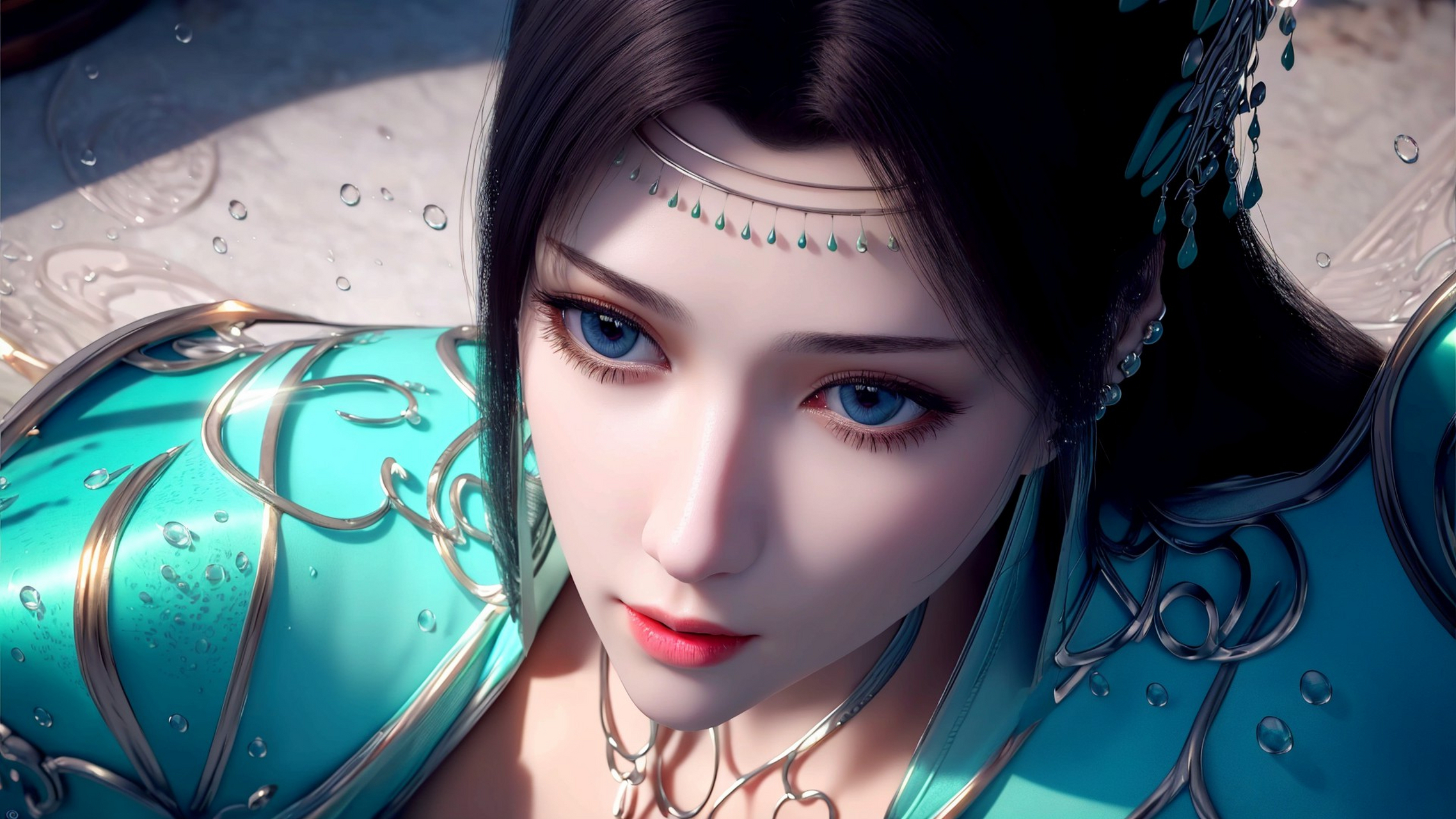 ai绘画# ai绘图 2k超清无印原图 云韵青色