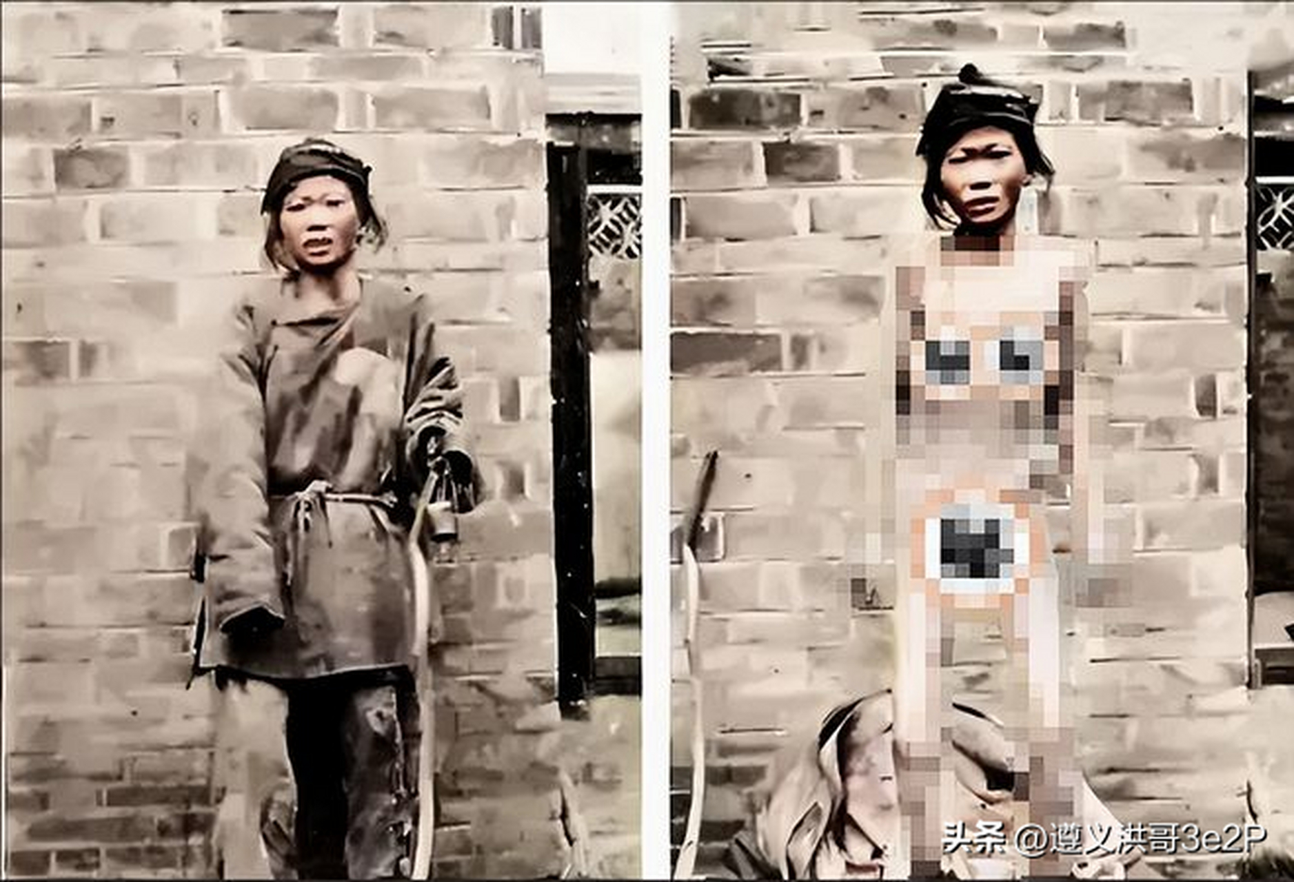 在1906年的安徽饥荒中,一位女难民处于极度的饥饿和生存威胁之下.