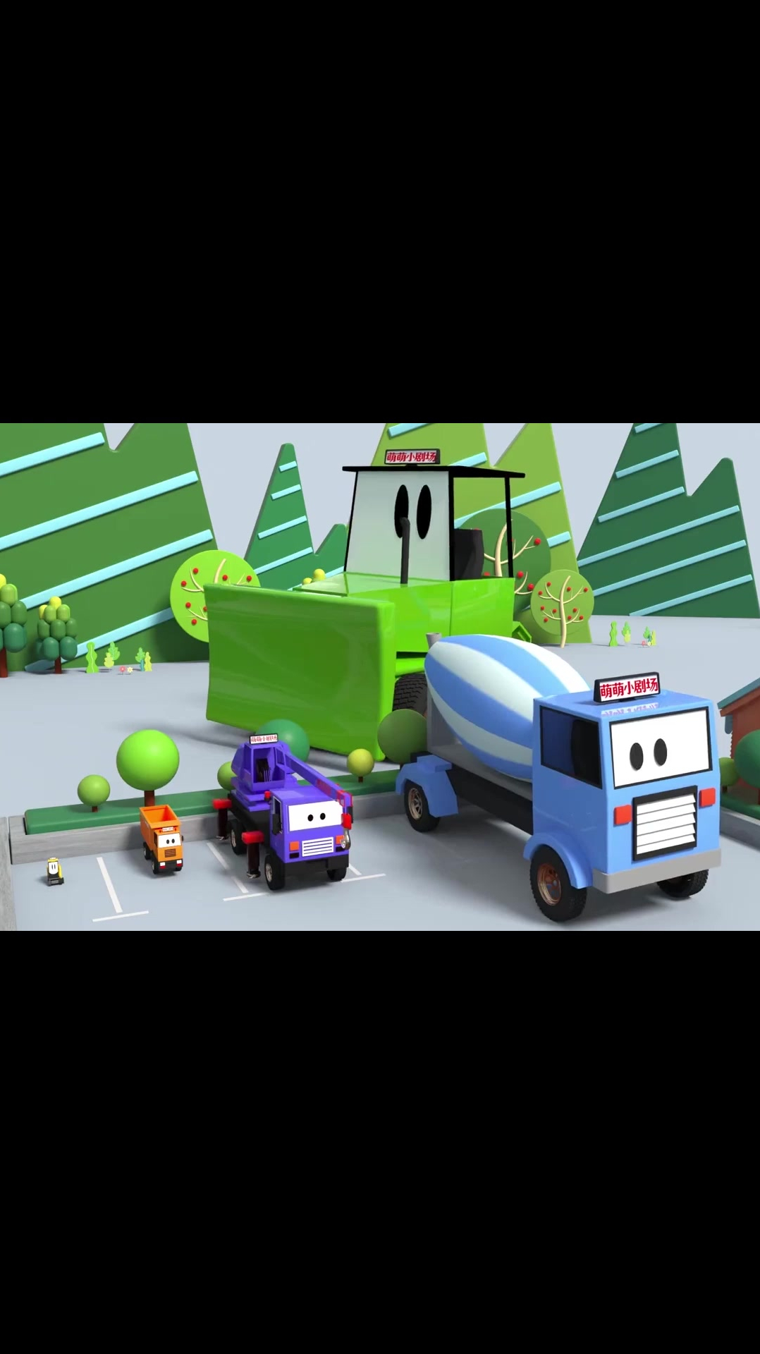 挖掘机,工程车,推土机比大小,萌车小队工程车动画片