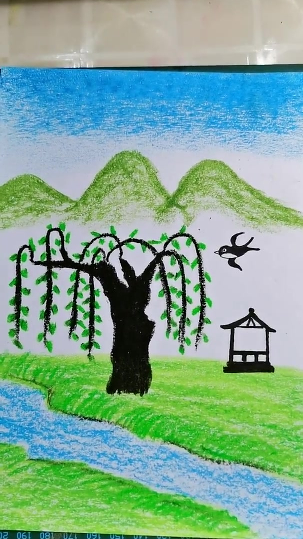 来一起画一幅春天景色