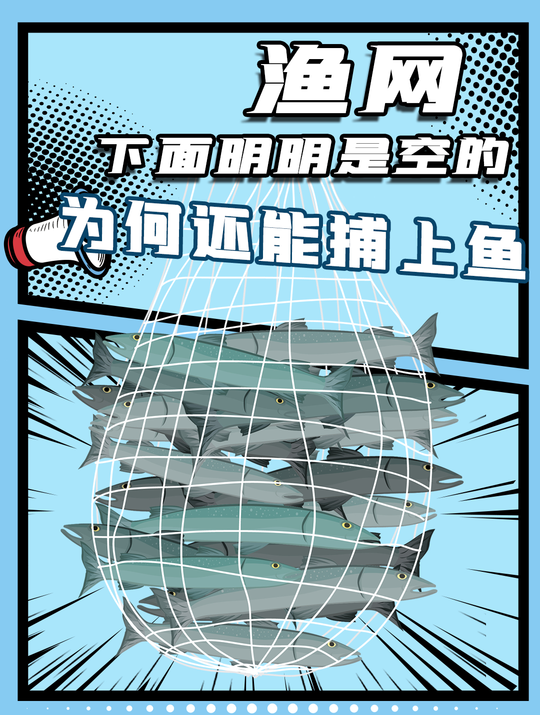 渔网的工作原理是什么?下面是空的,为什么能捕得了鱼?