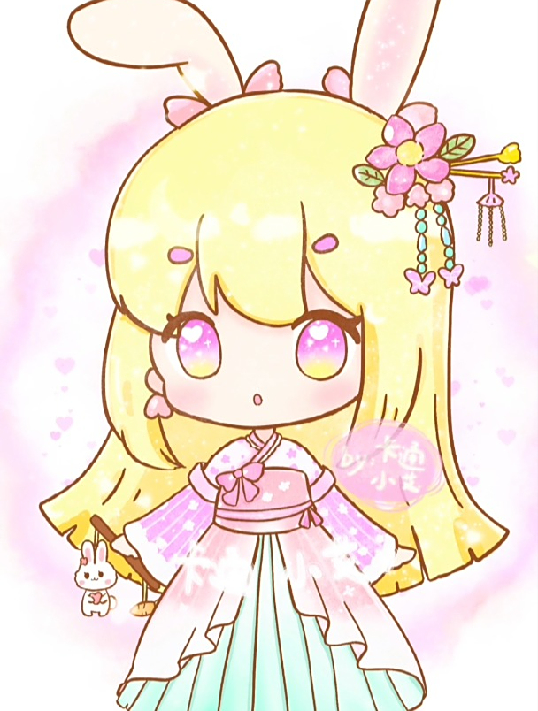 卡通小艾十二生肖古风汉服公主简笔画