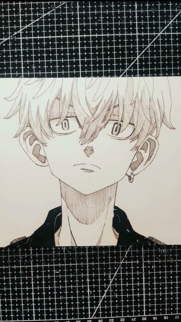 手绘东京复仇者,黑白画