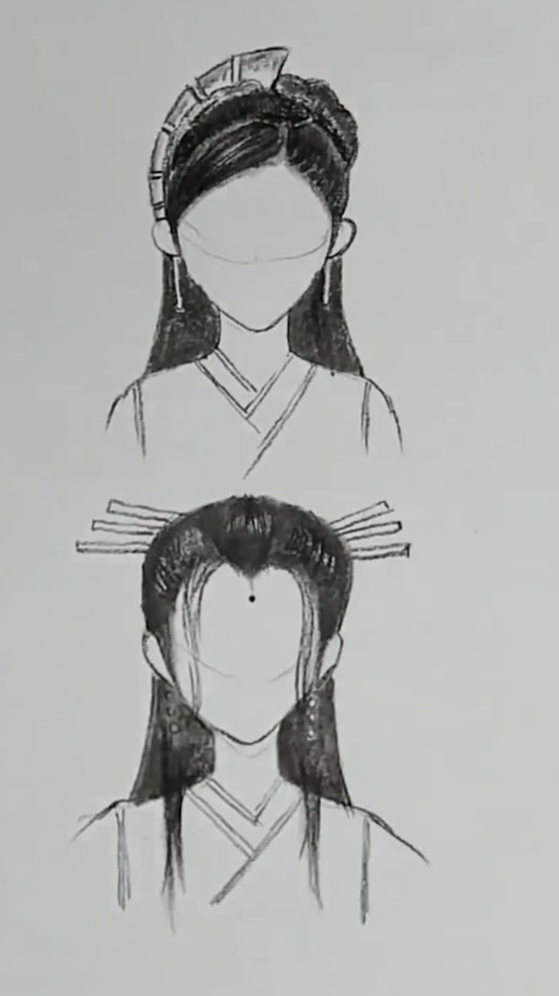 两种漫画古风头发画法