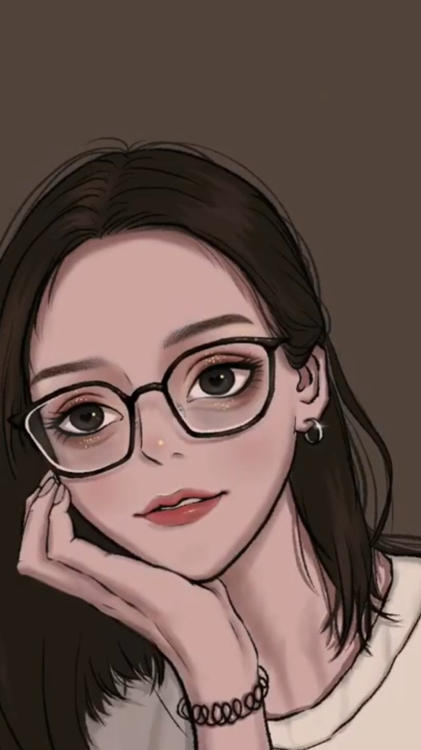 ipad手绘知性小姐姐头像插画