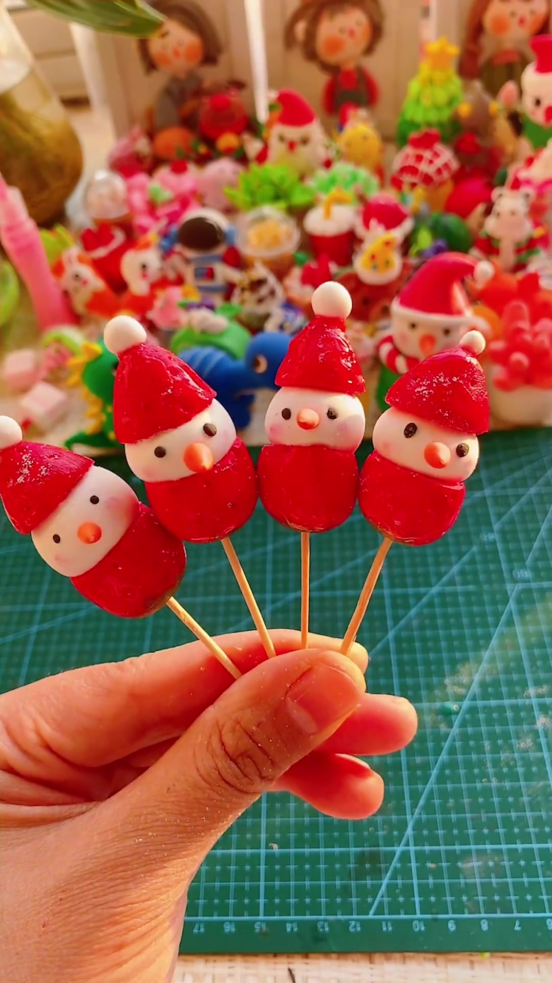 草莓冰糖葫芦,超轻粘土手工