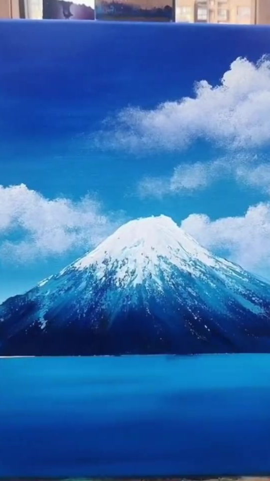 用丙烯画了一座富士山