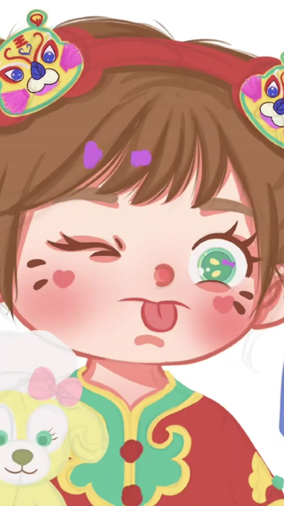 卡通头像人物脸部腮红绘画过程