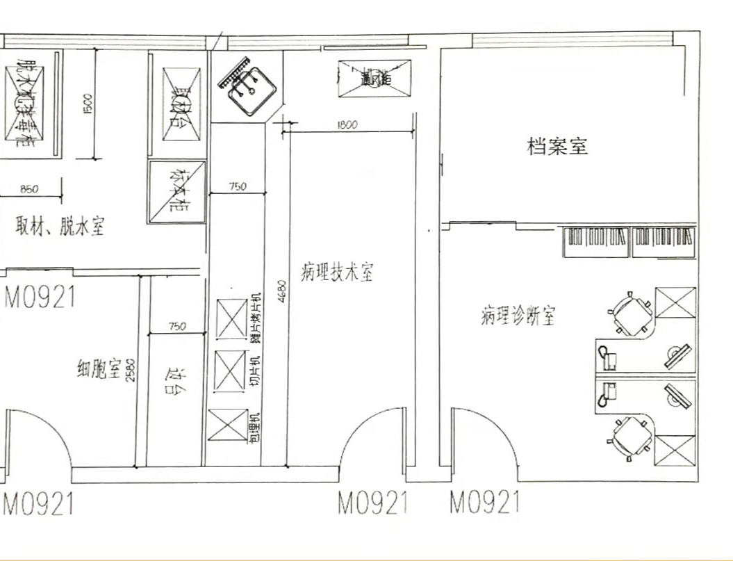 档案室三室分离布局图图片